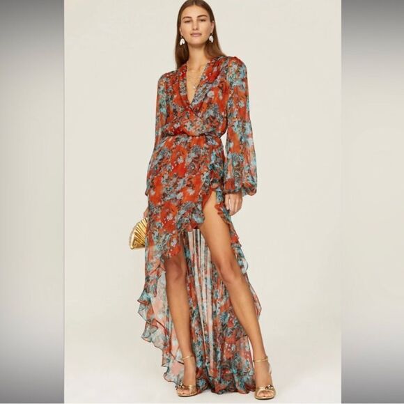Caroline Costas Vivian Silk Gown Dress Large - Picture 1 of 9